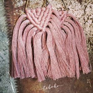 Dusty Rose Boho Macrame Earrings